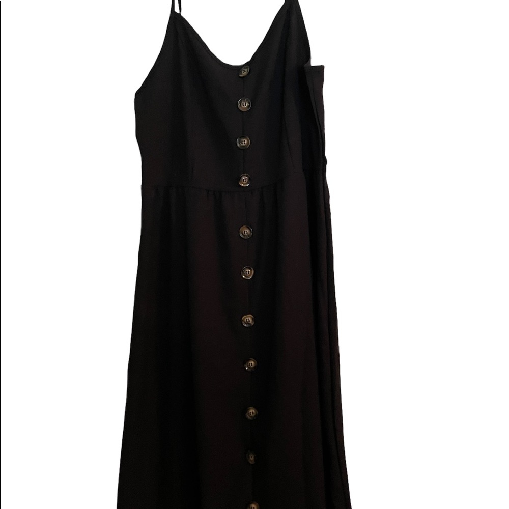 Large Black MIDI Dress with Buttons